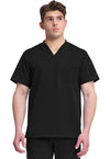 Black - Dickies Dynamix Men Scrub Top - Front View