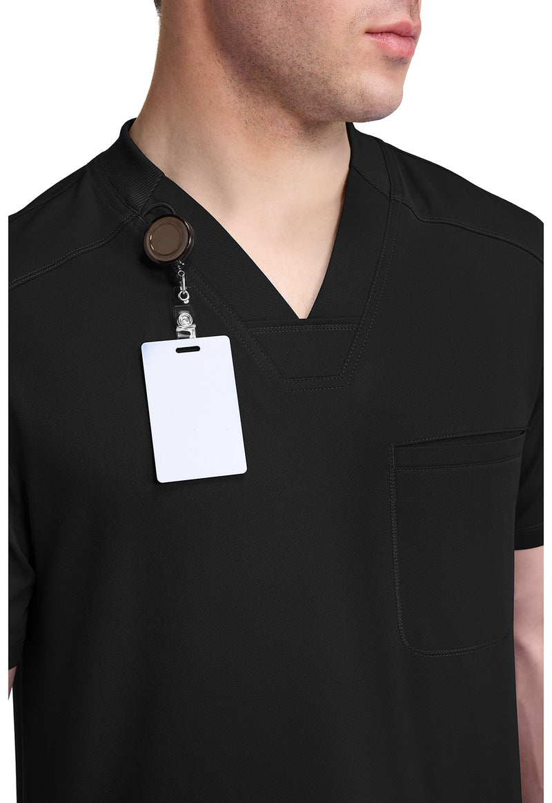 Black - Men's Tuckable V-Neck Scrub Top (View 4)