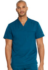 Caribbean Blue - Dickies Dynamix Men Scrub Top - Front View