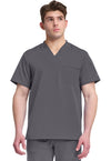 Pewter - Dickies Dynamix Men Scrub Top - Front View