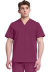 Wine - Dickies Dynamix Men Scrub Top - Front View