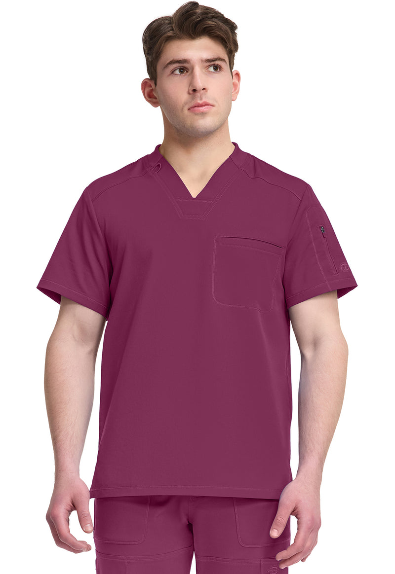 Wine - Dickies Dynamix Men Scrub Top - Front View