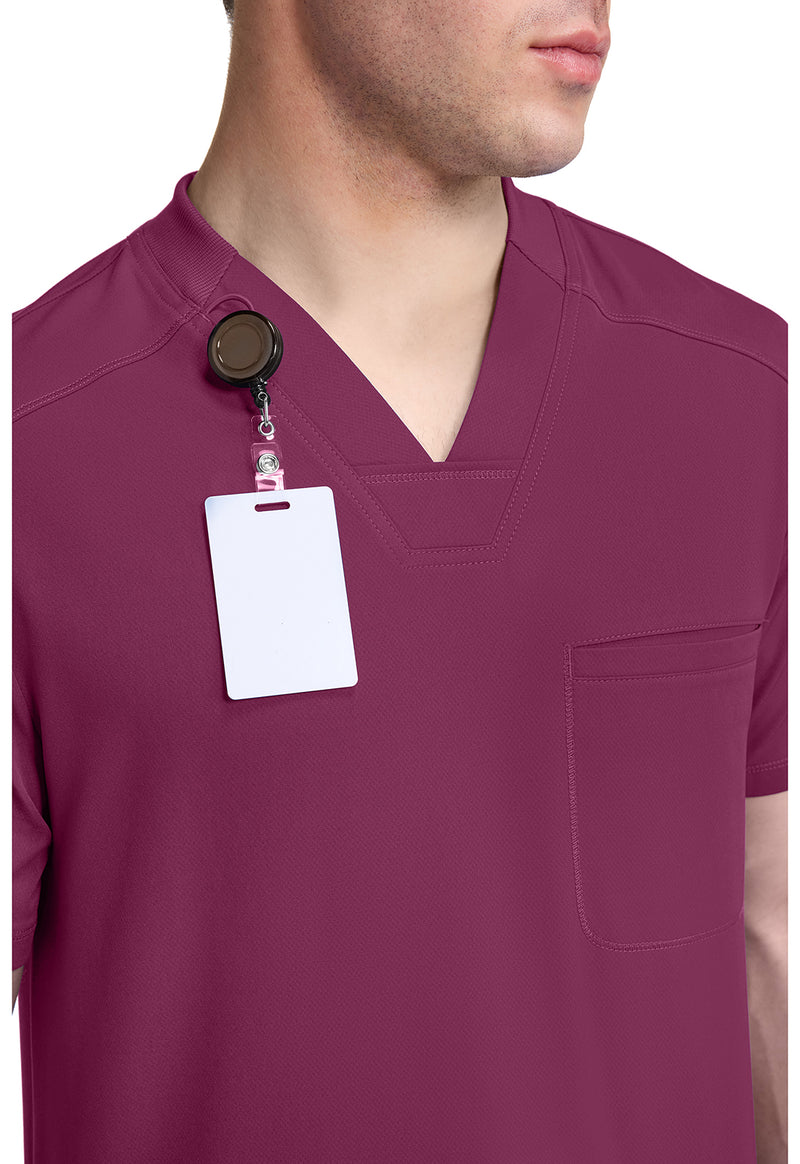 Wine - Men's Tuckable V-Neck Scrub Top (View 4)