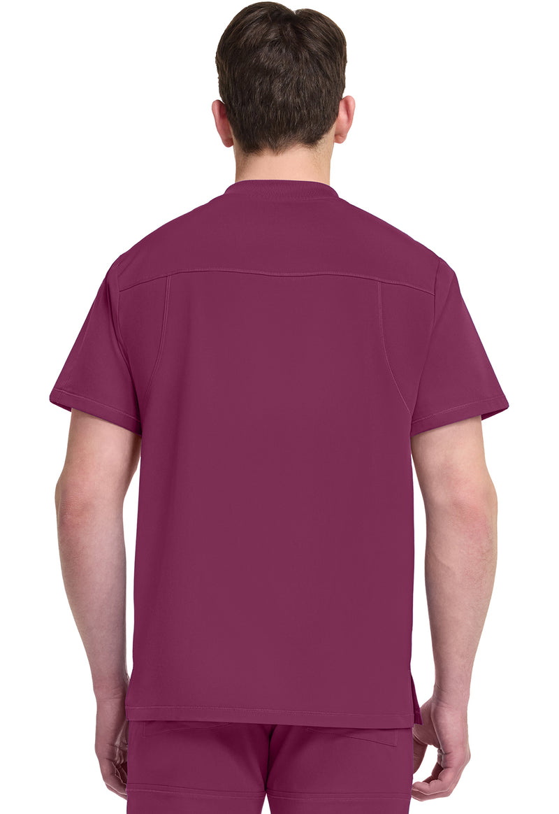 Wine - Dickies Dynamix Men Scrub Top - Back View