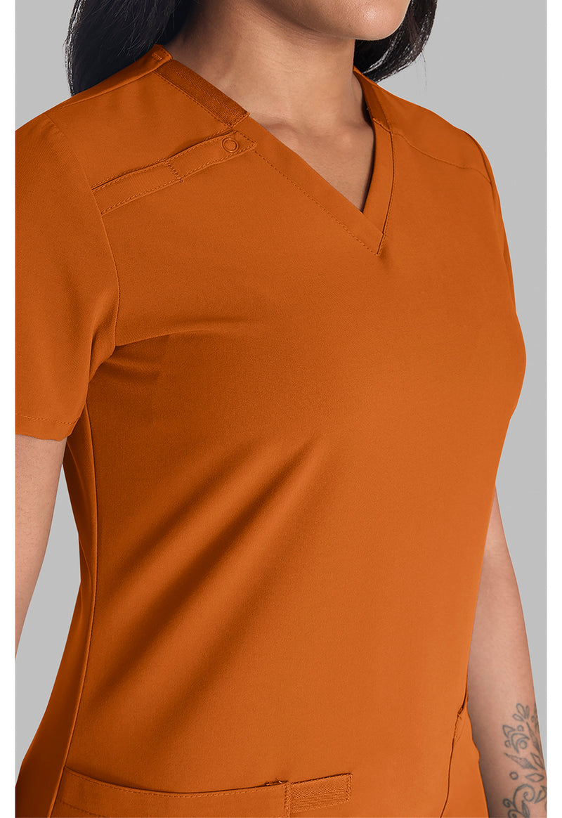 Apricot Orange - Women's V-Neck Scrub Top (View 3)
