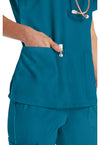 Caribbean Blue - Women's V-Neck Scrub Top (View 4)