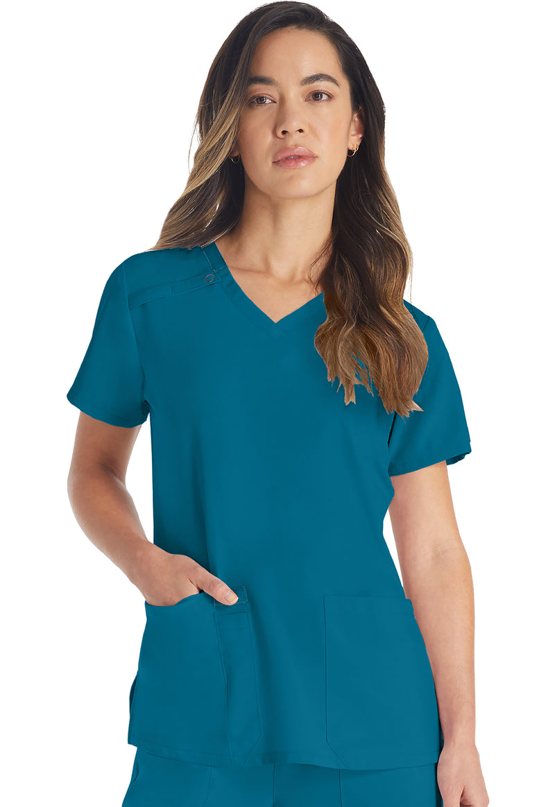 Caribbean Blue - Dickies EDS Essentials Women Scrub Top - Front View