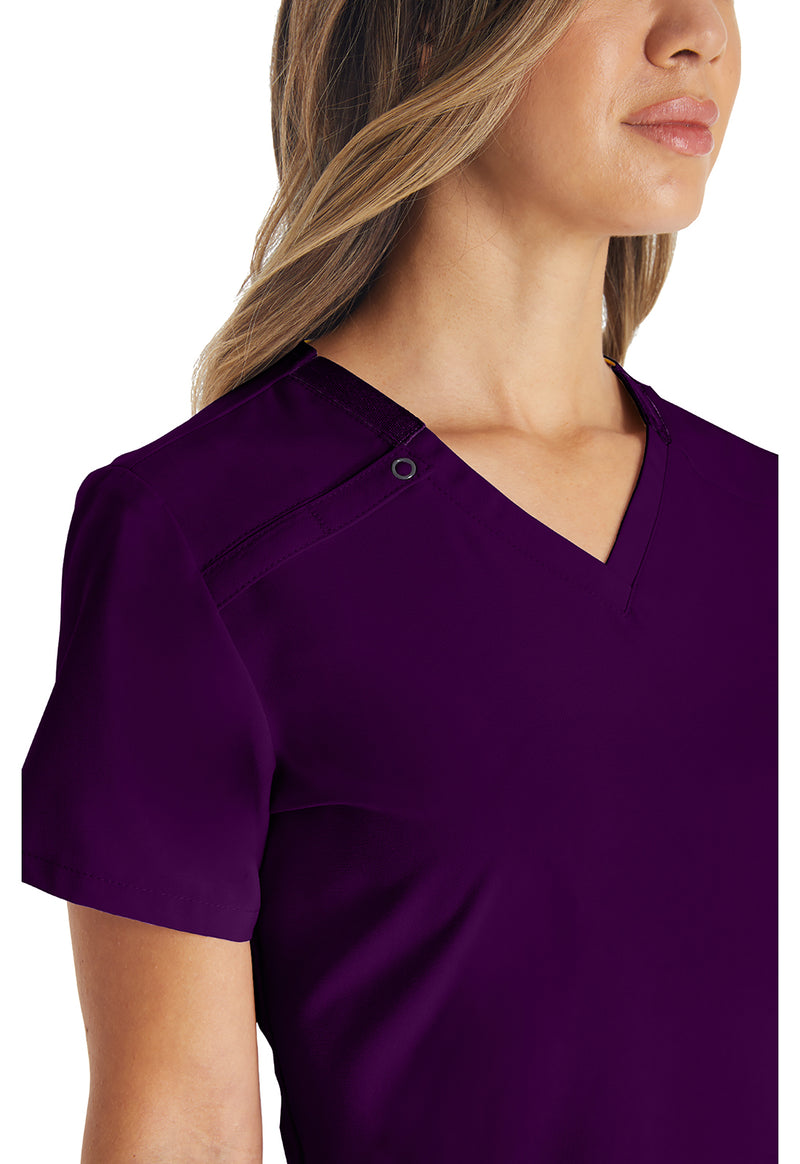 Eggplant - Women's V-Neck Scrub Top (View 3)