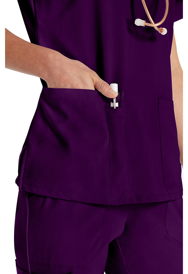 Eggplant - Women's V-Neck Scrub Top (View 4)