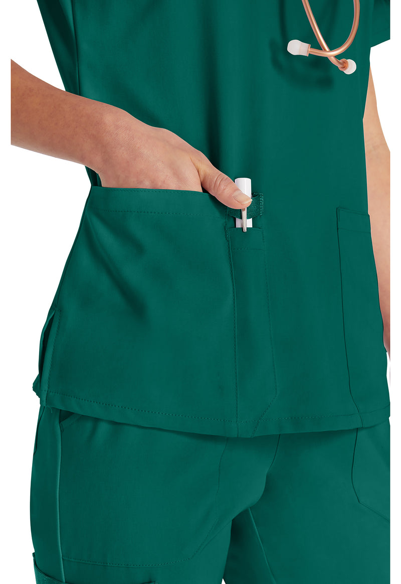 Hunter Green - Women's V-Neck Scrub Top (View 4)