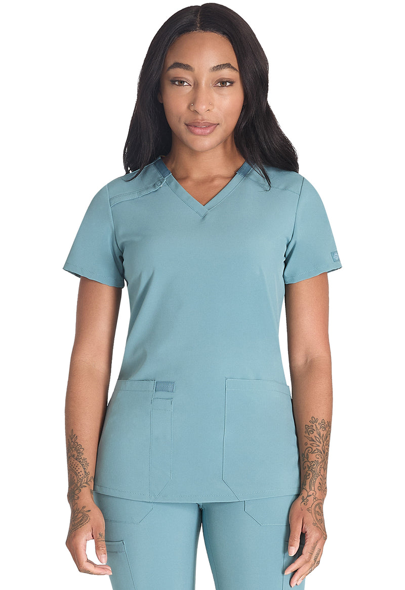 Mineral Blue - Dickies EDS Essentials Women Scrub Top - Front View