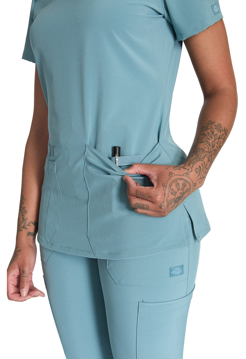 Mineral Blue - Women's V-Neck Scrub Top (View 4)