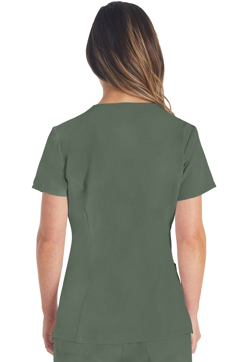 Olive - Dickies EDS Essentials Women Scrub Top - Back View