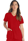 Red - Dickies EDS Essentials Women Scrub Top - Front View