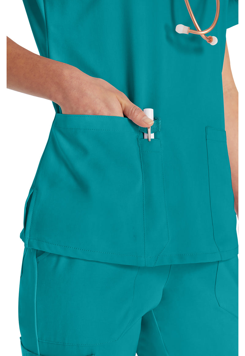 Teal Blue - Women's V-Neck Scrub Top (View 4)
