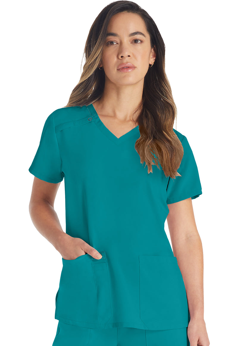 Teal Blue - Dickies EDS Essentials Women Scrub Top - Front View