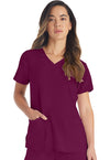 Wine - Dickies EDS Essentials Women Scrub Top - Front View