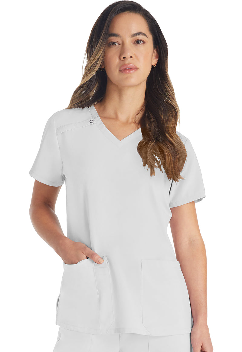 White - Dickies EDS Essentials Women Scrub Top - Front View