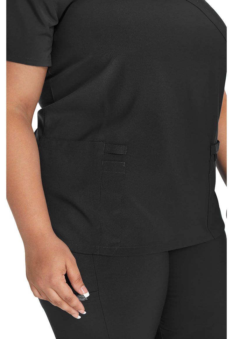 Black - Women's Mock Wrap Scrub Top (View 2)