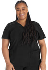 Black - Dickies EDS Essentials Women Scrub Top - Front View