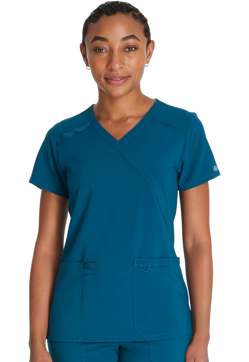 Caribbean Blue - Dickies EDS Essentials Women Scrub Top - Front View
