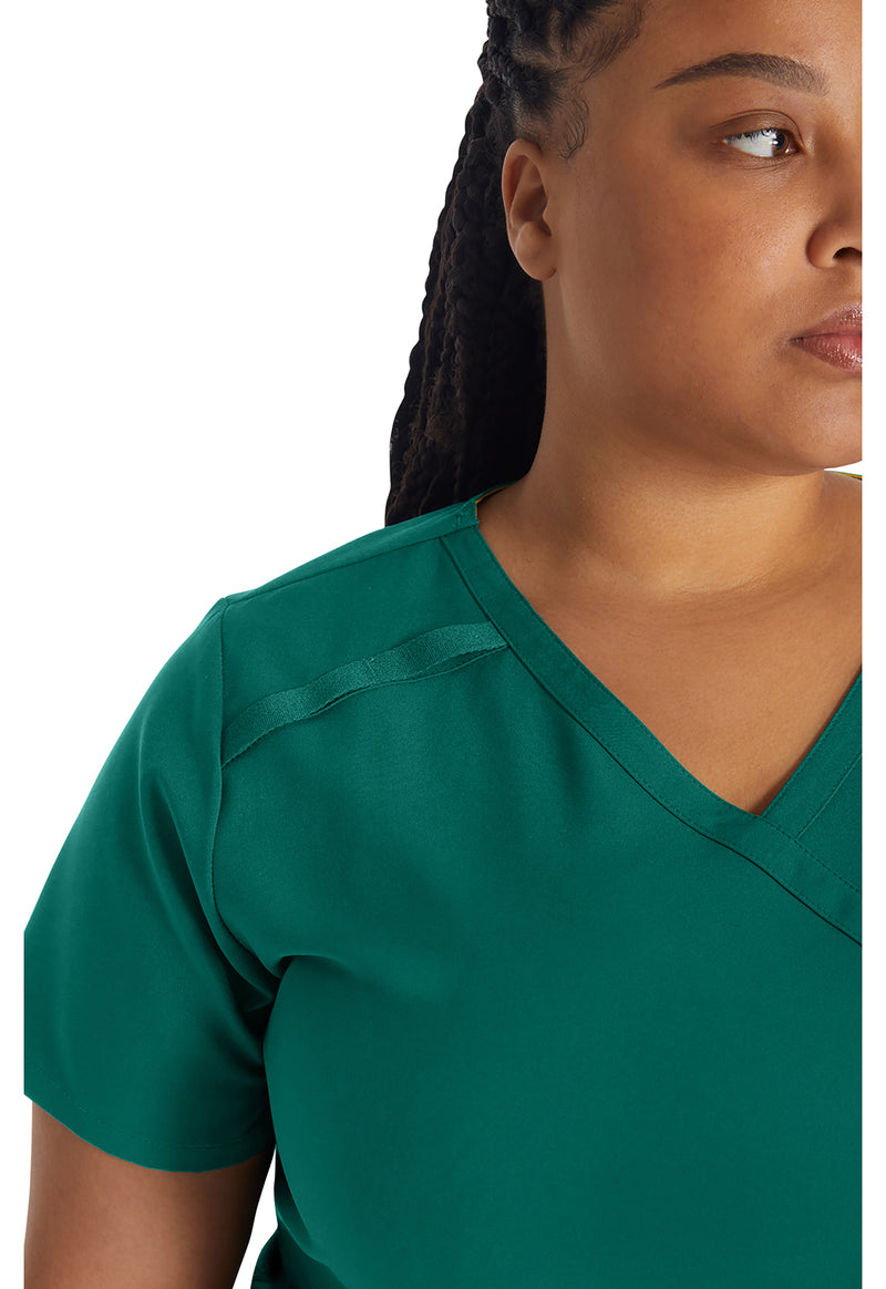 Hunter Green - Women's Mock Wrap Scrub Top (View 3)