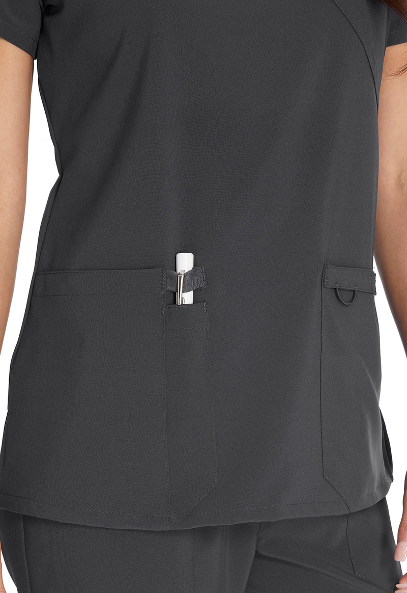 Pewter - Women's Mock Wrap Scrub Top (View 2)