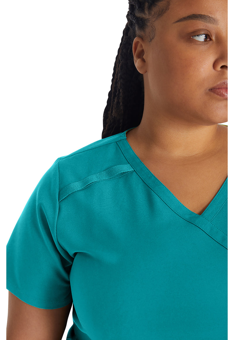 Teal Blue - Women's Mock Wrap Scrub Top (View 3)