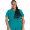 teal blue - Mock Wrap Top