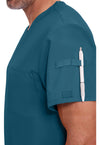Caribbean Blue - Men's Tuckable V-Neck Scrub Top (View 3)
