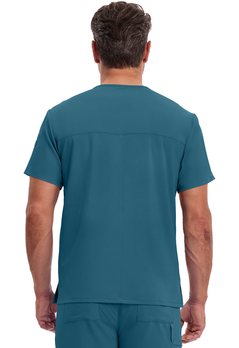 Caribbean Blue - Dickies EDS Essentials Men Scrub Top - Back View