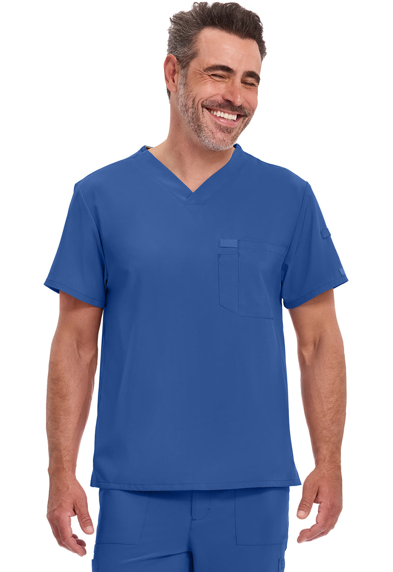 Galaxy Blue - Dickies EDS Essentials Men Scrub Top - Front View