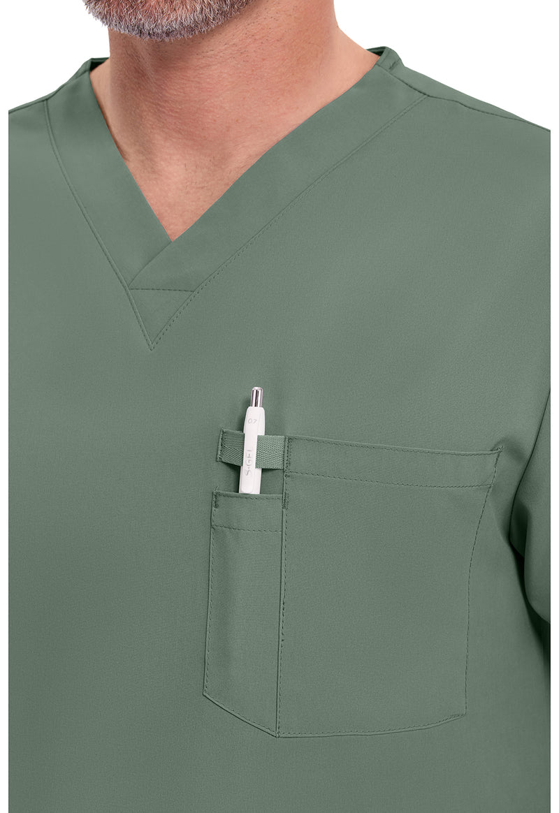 Olive - Men's Tuckable V-Neck Scrub Top (View 2)