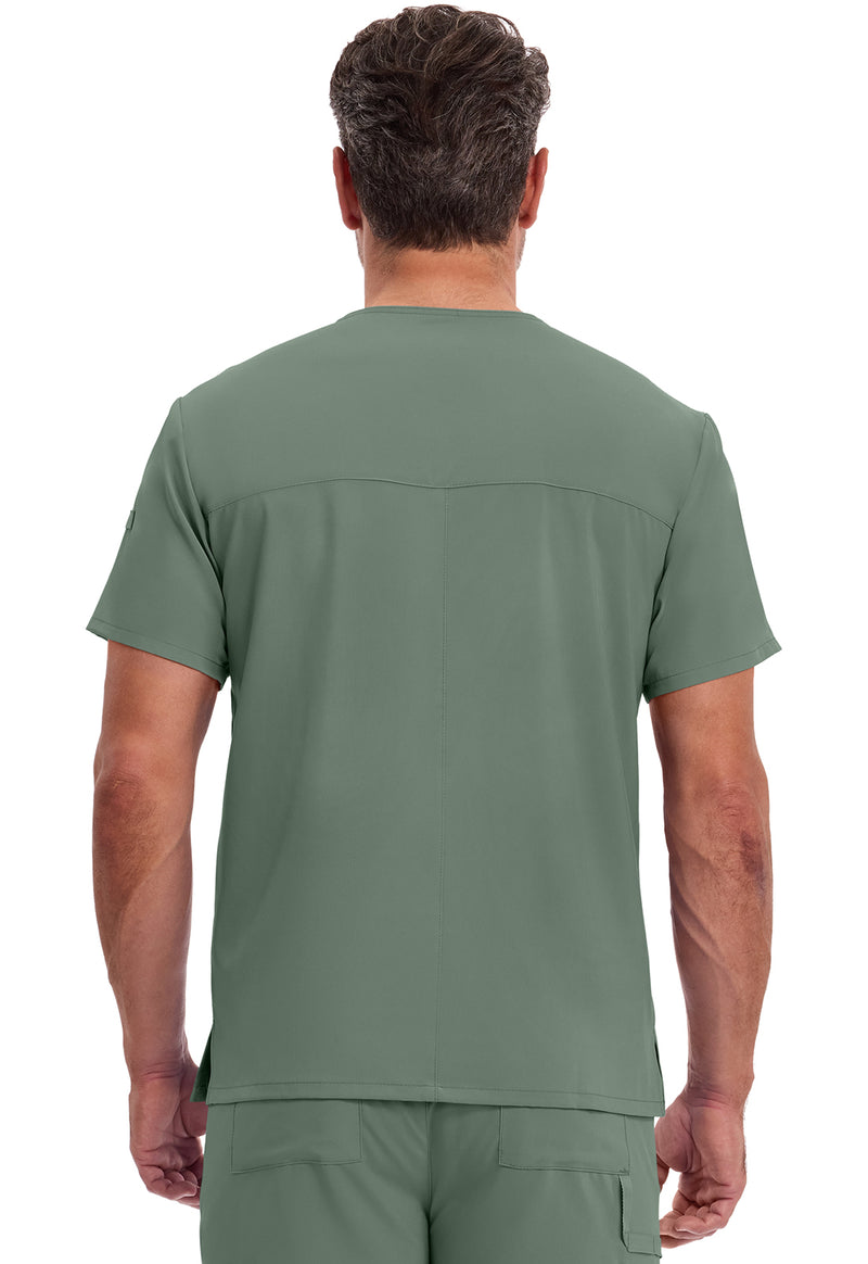 Olive - Dickies EDS Essentials Men Scrub Top - Back View