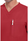 Red - Men's Tuckable V-Neck Scrub Top (View 2)