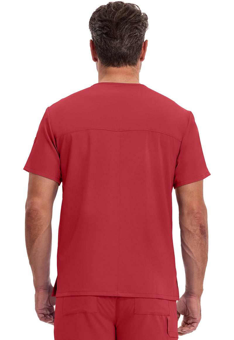Red - Dickies EDS Essentials Men Scrub Top - Back View