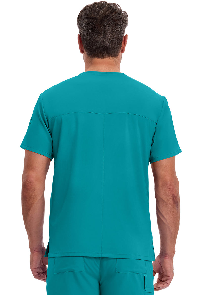 Teal Blue - Dickies EDS Essentials Men Scrub Top - Back View