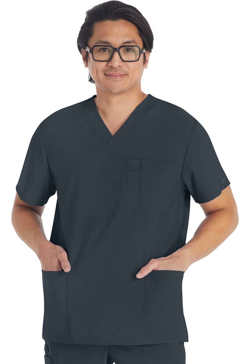 Pewter - Dickies EDS Essentials Men Scrub Top - Front View
