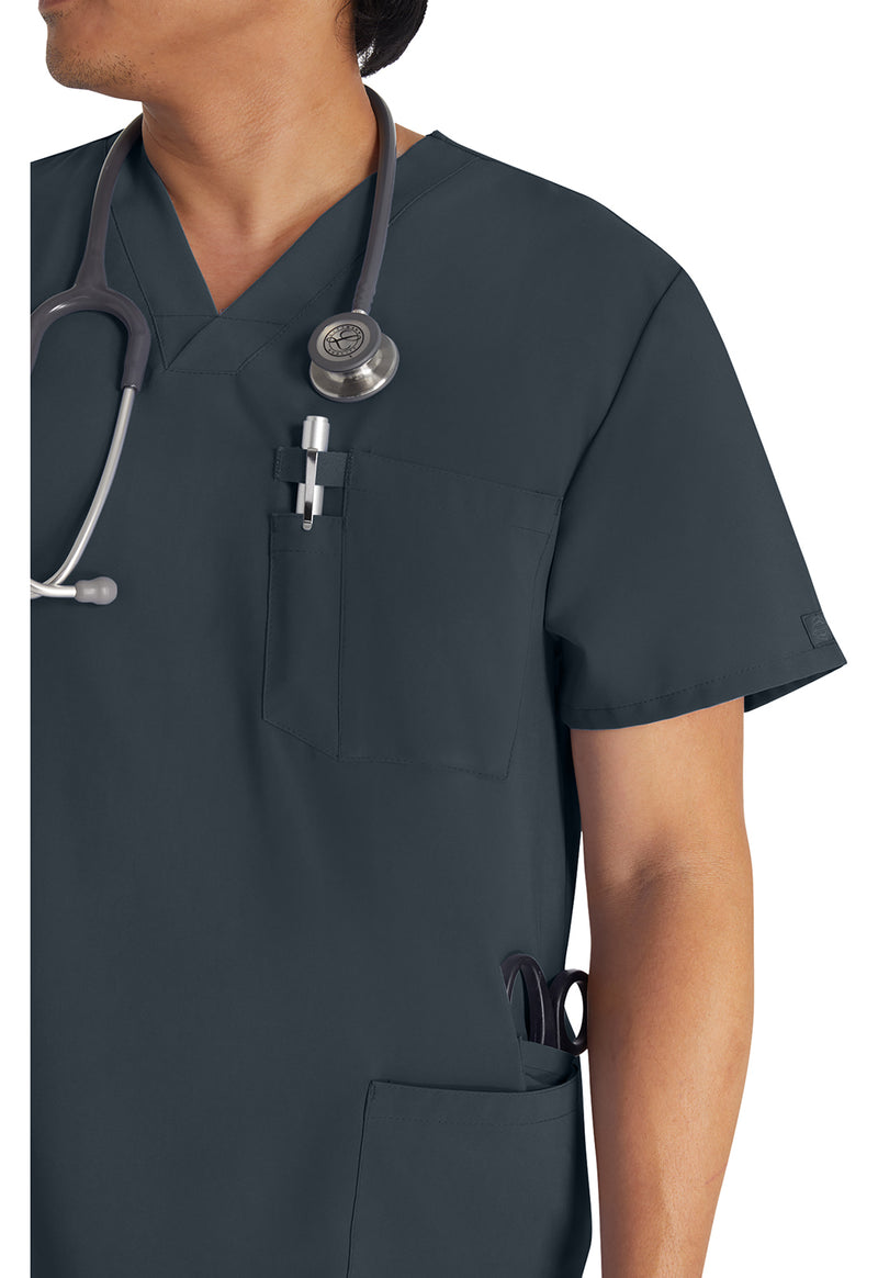 Pewter - Men's V-Neck Scrub Top (View 2)