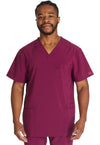 Wine - Dickies EDS Essentials Men Scrub Top - Front View