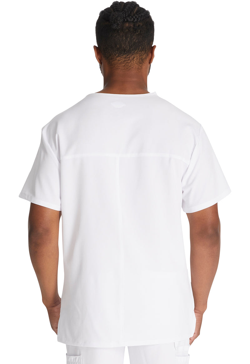 White - Dickies EDS Essentials Men Scrub Top - Back View