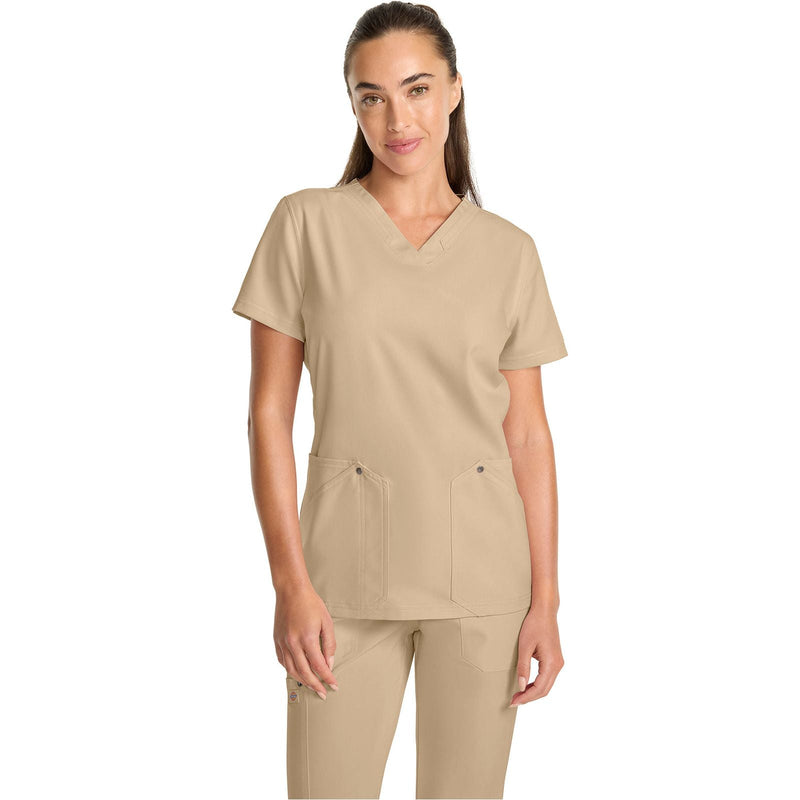 khaki - V-Neck Top