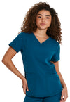 Caribbean Blue - Dickies Dynamix Women Scrub Top - Front View