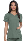 Olive - Dickies Dynamix Women Scrub Top - Front View