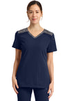 Navy - Dickies Dynamix Women Scrub Top - Front View