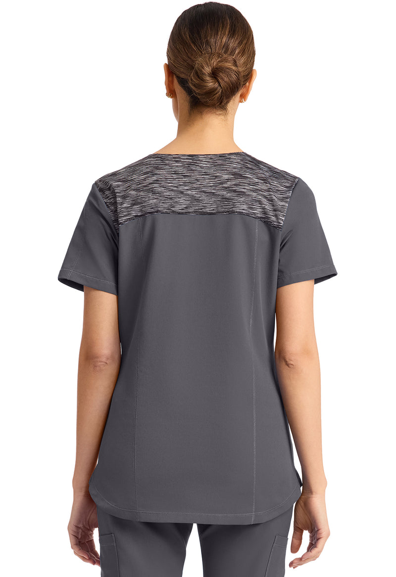 Pewter - Dickies Dynamix Women Scrub Top - Back View