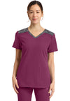 Wine - Dickies Dynamix Women Scrub Top - Front View
