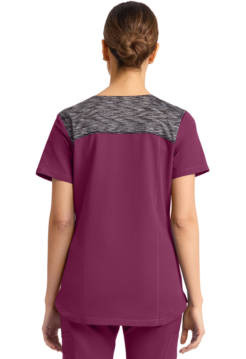 Wine - Dickies Dynamix Women Scrub Top - Back View