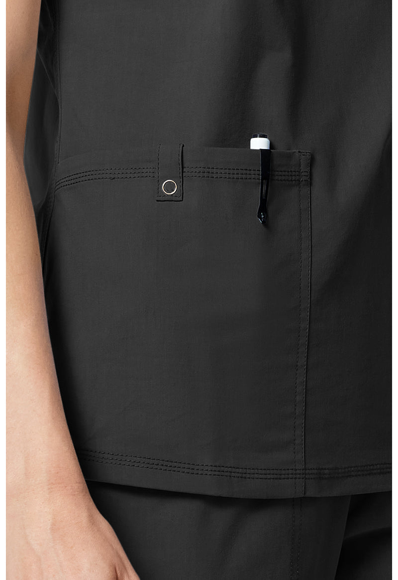 Black - Women's V-neck Scrub Top (View 3)