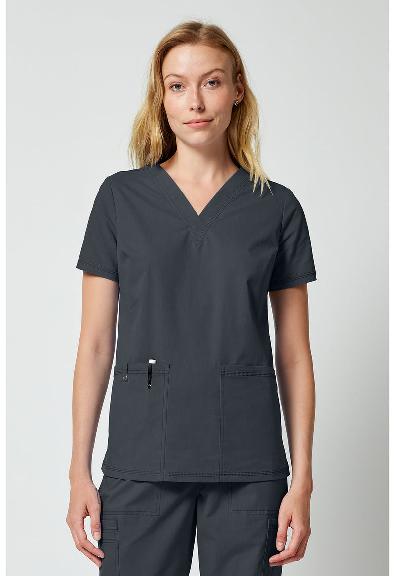 Pewter - Dickies Forge Women Scrub Top - Front View